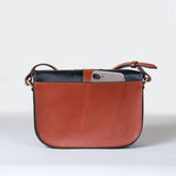 Signature Stirrup - Riding Stirrup Crossbody Luxury Leather Handbag in Cognac on Black