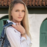 Colton - Horseshoe Dome Braided Equestrian Bracelet Gold or Silver on Brown