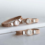 Colton - Horseshoe Dome Lace Equestrian Bracelet Silver on Natural