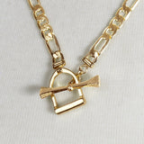 Cortina - Cuban Chain Horse Stirrup Necklace in Gold
