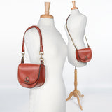 Coronado- Horse Bit Lock Luxury Leather Crossbody Handbag in Cognac