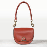 Coronado- Horse Bit Lock Luxury Leather Crossbody Handbag in Cognac