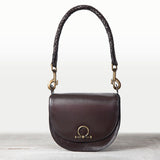 Coronado- Horse Bit Lock Luxury Leather Crossbody Handbag in Deep Brown