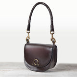 Coronado- Horse Bit Lock Luxury Leather Crossbody Handbag in Deep Brown
