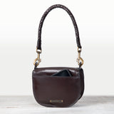 Coronado- Horse Bit Lock Luxury Leather Crossbody Handbag in Deep Brown