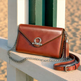 Del Mar - Horse Bit Crossbody Luxury Leather Handbag in Cognac