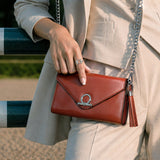 Del Mar - Horse Bit Crossbody Luxury Leather Handbag in Cognac