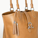 Del Rey -Horse Bit Tote Luxury Leather Handbag in Caramel