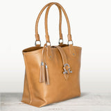 Del Rey -Horse Bit Tote Luxury Leather Handbag in Caramel