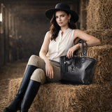Del Rey -Horse Bit Tote Luxury Leather Handbag in Caramel