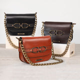 Delaney - Equestrian Stirrup Crossbody Luxury Leather Handbag in Black