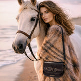 Delaney - Equestrian Stirrup Crossbody Luxury Leather Handbag in Black