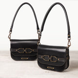 Delaney - Equestrian Stirrup Crossbody Luxury Leather Handbag in Black