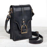 Devon Deluxe Phone Bag - Luxury Leather Handbag in Black