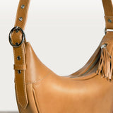 Elle -Half-Moon Vanity Luxury Leather Handbag in Caramel