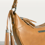Elle -Half-Moon Vanity Luxury Leather Handbag in Caramel