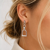 Langley - Equestrian Riding Stirrup Earring in Silver
