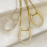 Levade -Moissanite Horseshoe Equestrian Necklace in Silver