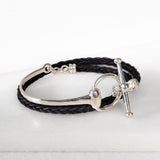 Odeza - Wrap Around Horse Bit Bracelet in Silver & Black