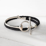 Odeza - Wrap Around Horse Bit Bracelet in Silver & Black