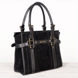 Paddock -  Halter Tote Luxury Leather Handbag in Black on Black