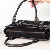 Paddock -  Halter Tote Luxury Leather Handbag in Black on Black