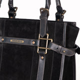 Paddock -  Halter Tote Luxury Leather Handbag in Black on Black