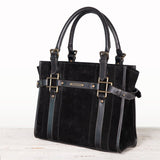 Paddock -  Halter Tote Luxury Leather Handbag in Black on Black