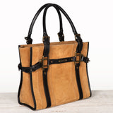 Paddock - Halter Tote Bag Luxury Leather Handbag in Black on Chestnut