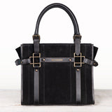 Paddock -  Halter Tote Luxury Leather Handbag in Black on Black